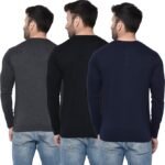 Solid Men Regular Fit Full Sleeve Round Neck Cotton Blend T-Shirt (Pack of 3) - Image 4