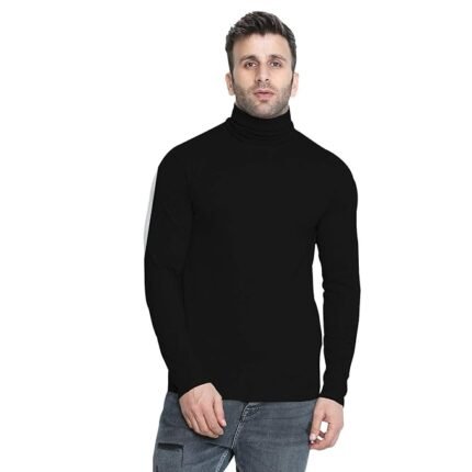 Winter Wear Cotton Plain Full Sleeve Turtle Neck T Shirt for Men