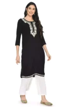 Black Zari Work Kashmiri Kurti - Image 2