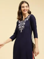 Blue Silk Work Kurti - Image 3
