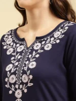 Blue Silk Work Kurti - Image 4