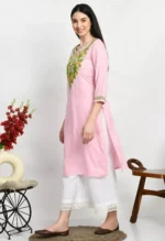 Light Pink Embroidered Kurti - Image 5