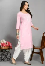 Light Pink Pashmina Work Kurti - Image 6