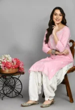 Light Pink Pashmina Work Kurti - Image 2