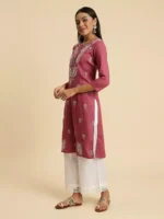 Wild Orchid Pink Chikankari Kurti - Image 5