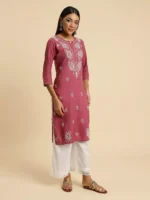 Wild Orchid Pink Chikankari Kurti - Image 6