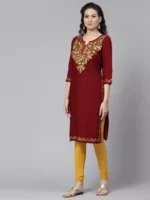 Bushra Maroon Embroidered Kurti - Image 6
