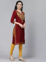 Bushra Maroon Embroidered Kurti - Image 7