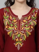 Bushra Maroon Embroidered Kurti - Image 2