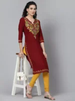 Bushra Maroon Embroidered Kurti - Image 3