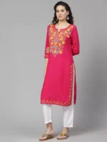Pink Kashmiri Chinarkari Kurti - Image 6