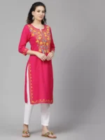 Pink Kashmiri Chinarkari Kurti - Image 7