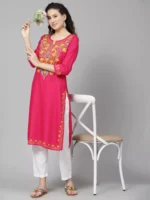 Pink Kashmiri Chinarkari Kurti - Image 3