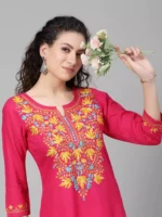 Pink Kashmiri Chinarkari Kurti - Image 4