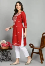 Red Kashmiri Embroidered Kurti - Image 6