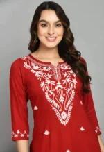 Red Kashmiri Embroidered Kurti - Image 2
